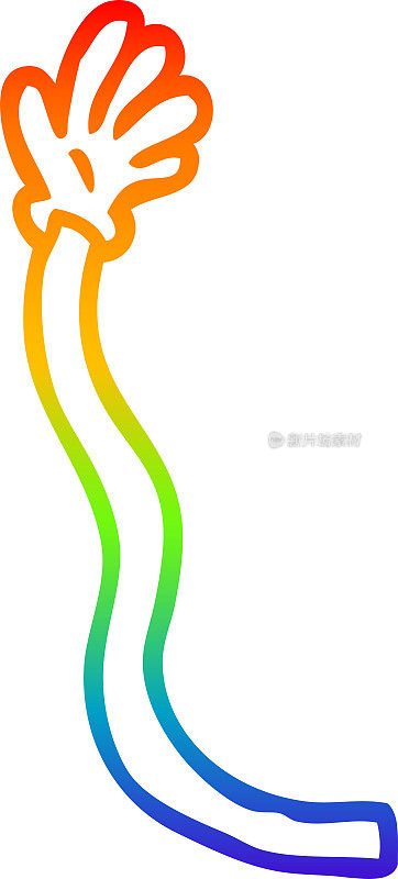 彩虹渐变线条画的一个卡通复古手势