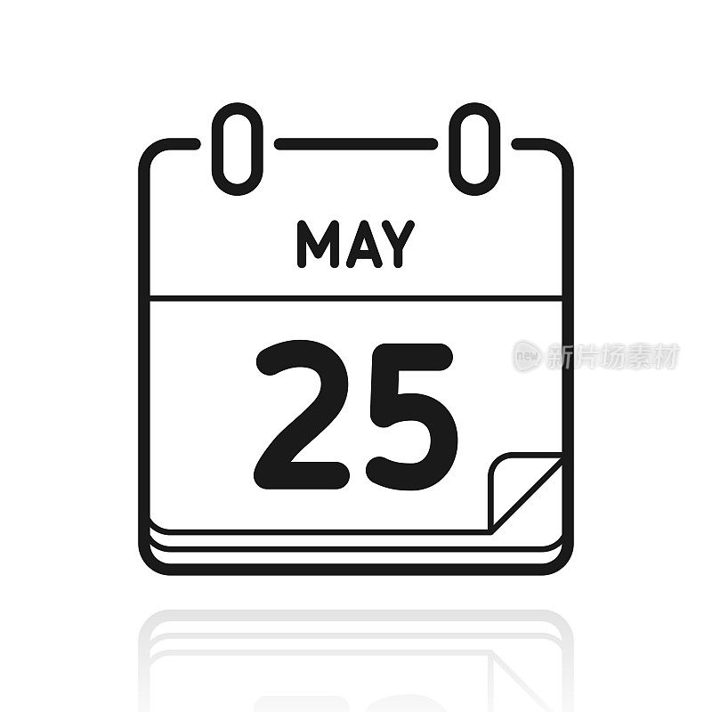 5月25日。白色背景上反射的图标