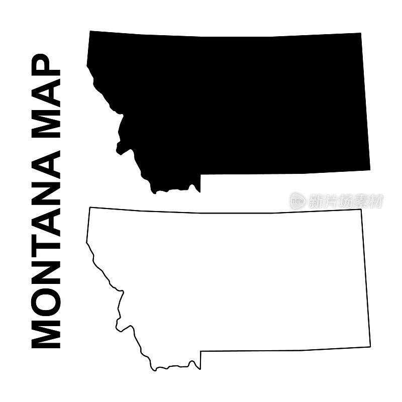 美国蒙大拿州地图。平面概念图标符号矢量插图