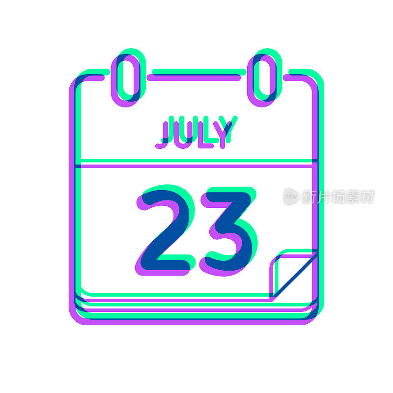 7月23日。图标与两种颜色叠加在白色背景上