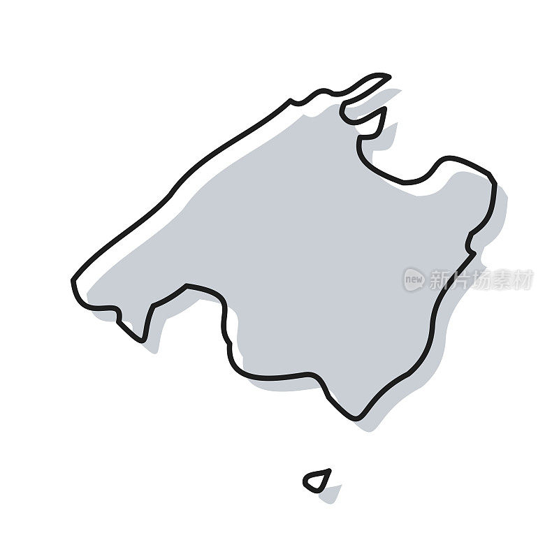 马略卡岛地图手绘在白色背景-时尚的设计