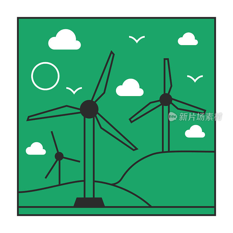 风能和可再生能源线图标