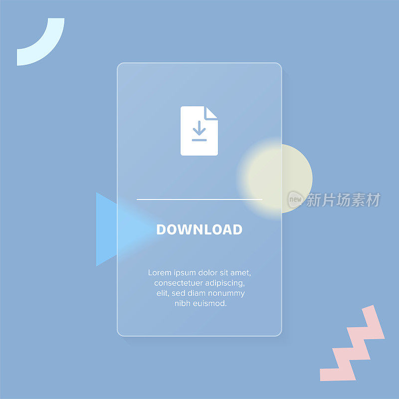 下载文件固体图标概念网页横幅与时尚模糊玻璃形态效果