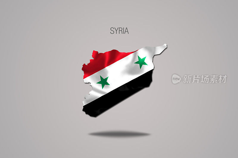 叙利亚国旗内的叙利亚地图。