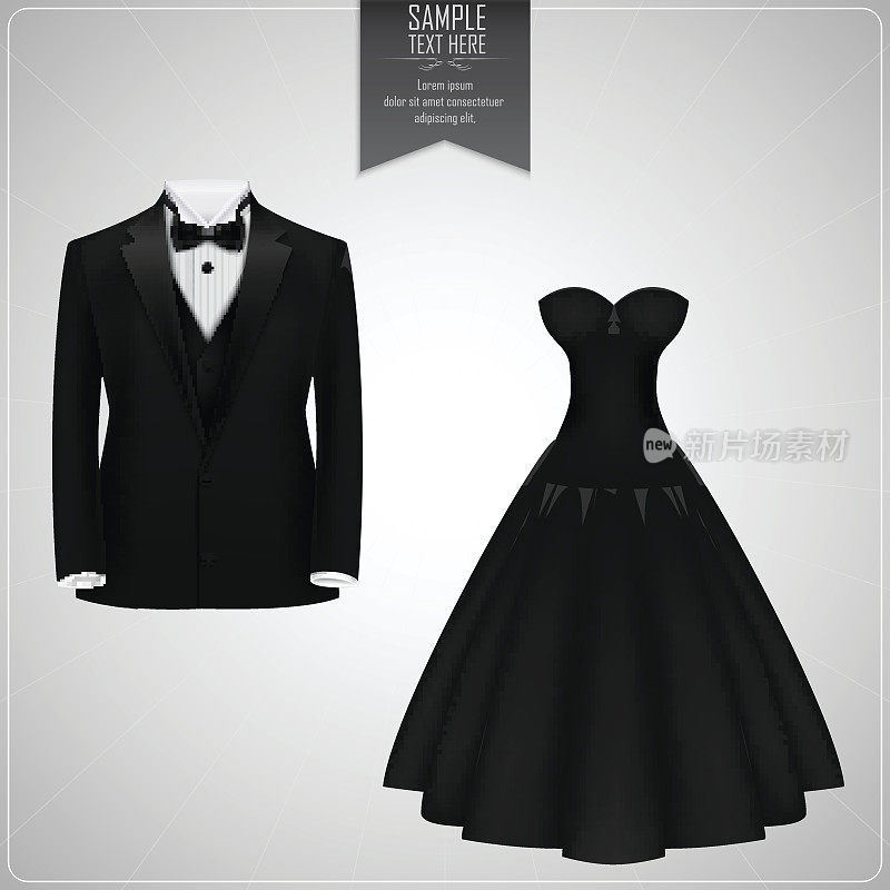 黑色燕尾服和黑色新娘礼服