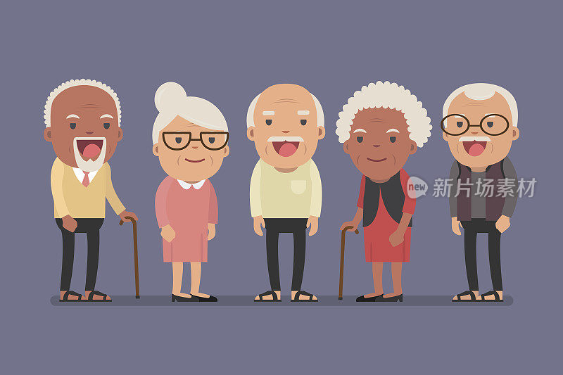 一群老年人站在一起作为背景。
