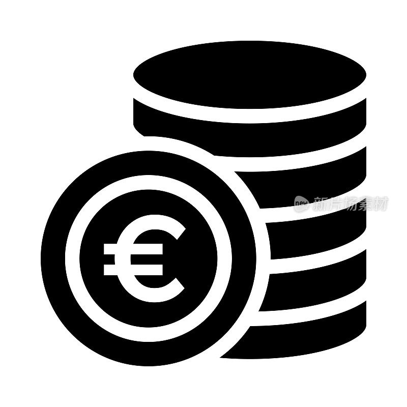 欧元硬币细线矢量图标