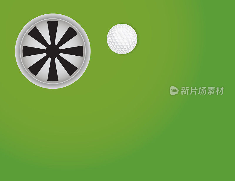 高尔夫绿色与球和杯背景插图