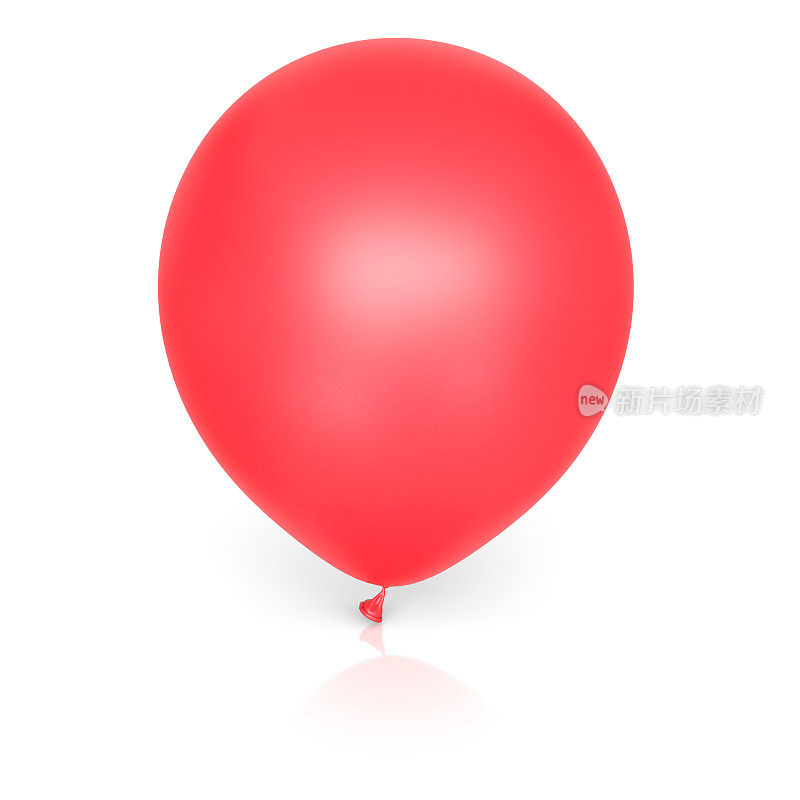 单个红色气球孤立在一个轻反射表面上