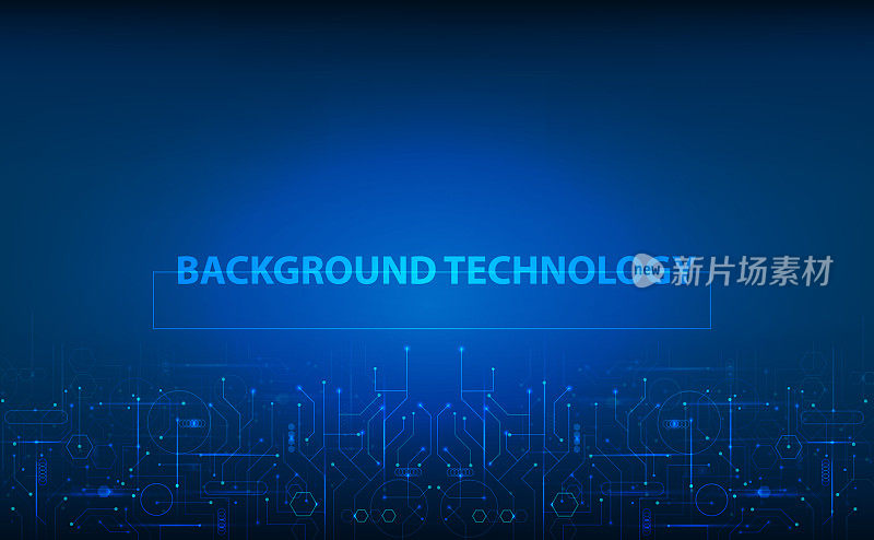 背景技术。矢量抽象未来线路板，插图高计算机技术深蓝色背景。高科技数字概念