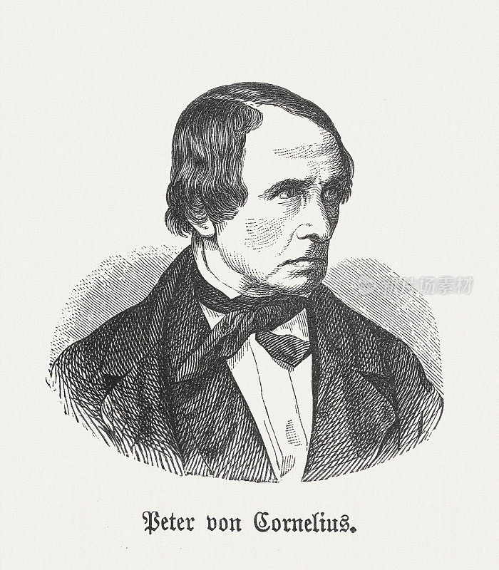 彼得・冯・科尼利厄斯(1783-1867)，德国画家，木刻，1881年出版