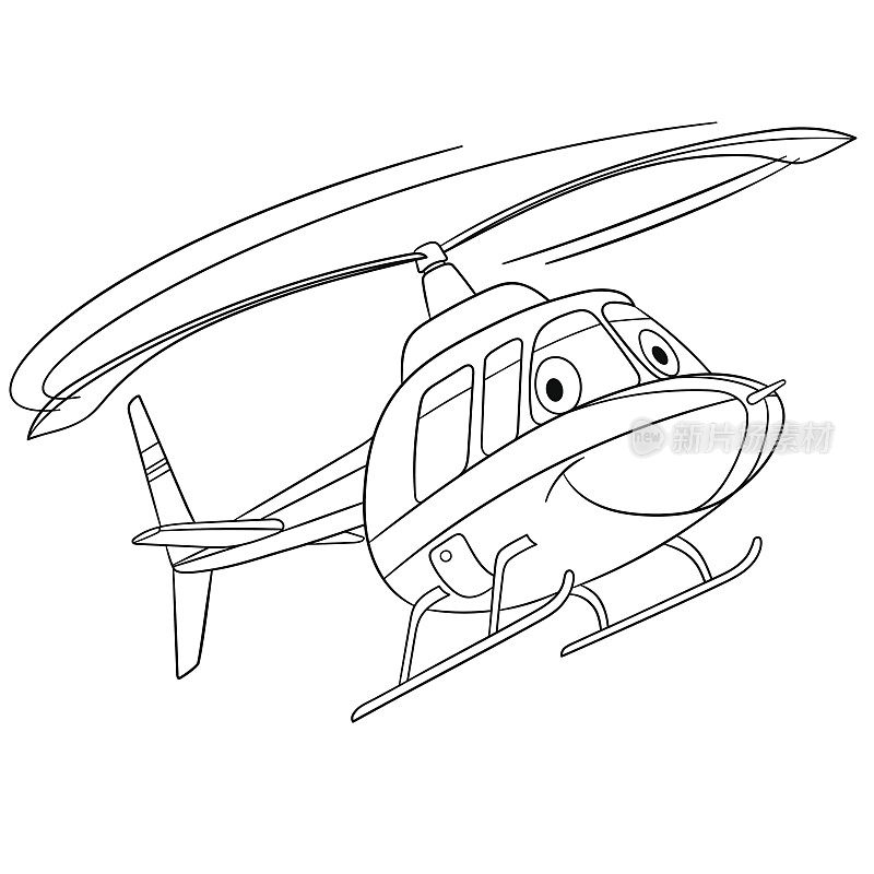 卡通直升机飞行