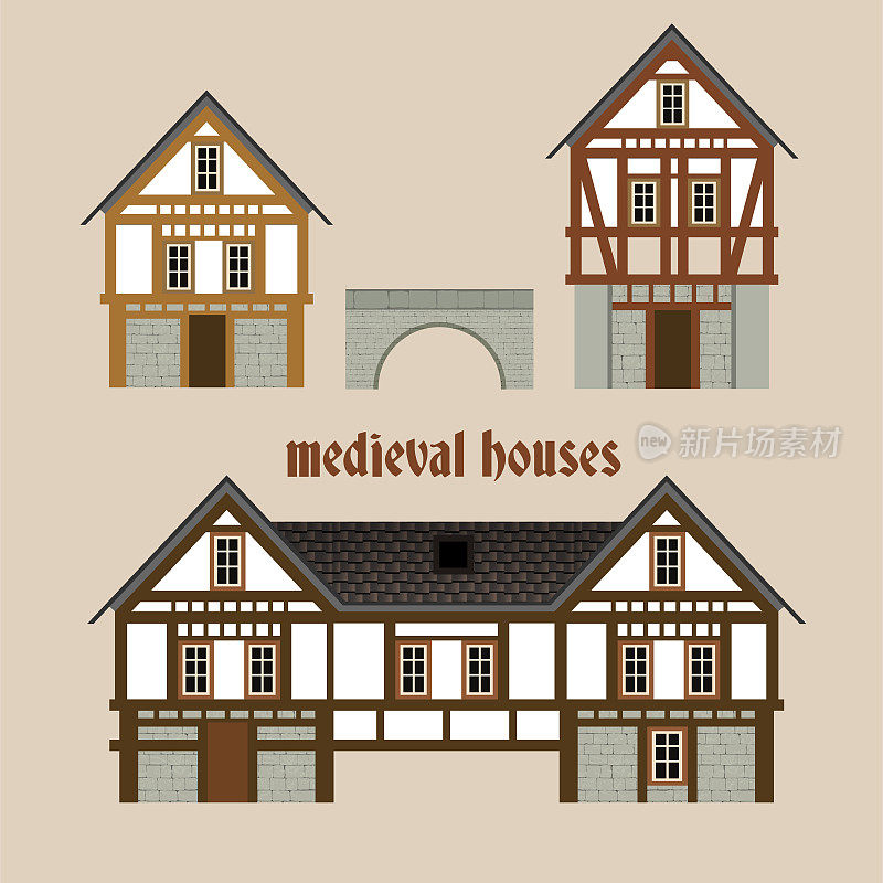 中世纪的小镇的房子