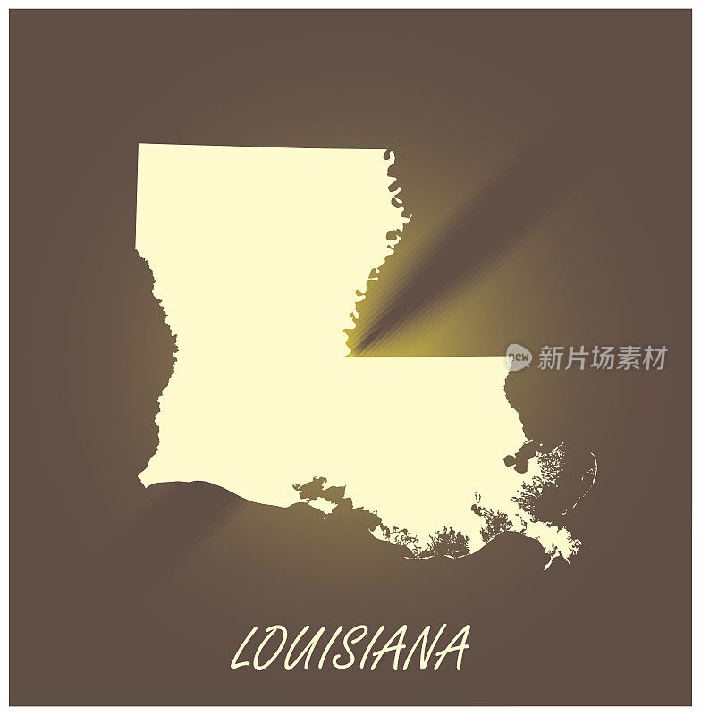 路易斯安那地图矢量轮廓制图黑色和白色照明grunge背景插图