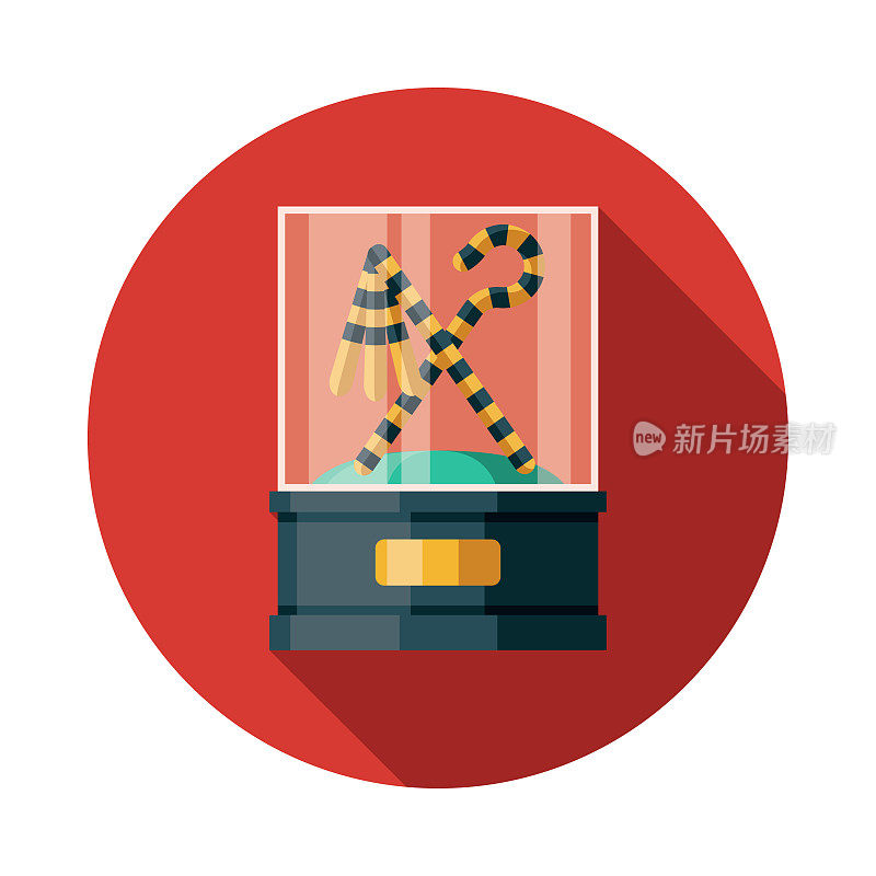 埃及钩和连枷在陈列柜博物馆图标