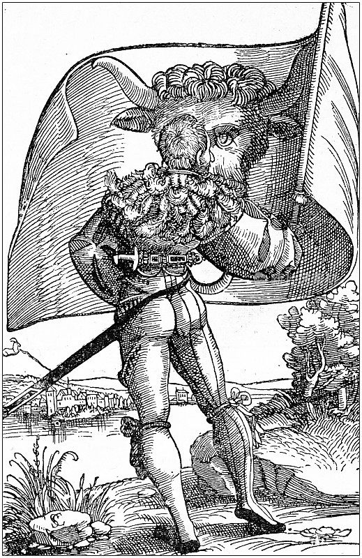 古董插图:艾伯特・丢勒瑞士军队