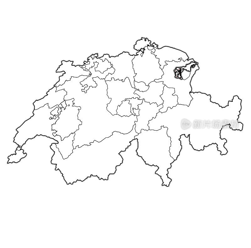 瑞士地图上的阿彭策尔·奥瑟罗登旗