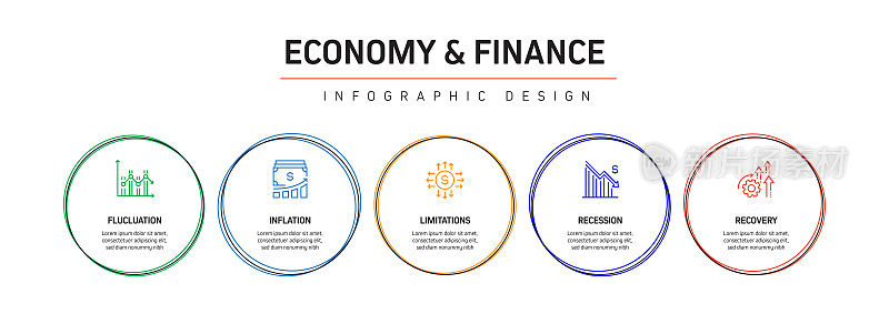 经济和金融概念信息图模板，元素和图标。简单的矢量信息图设计
