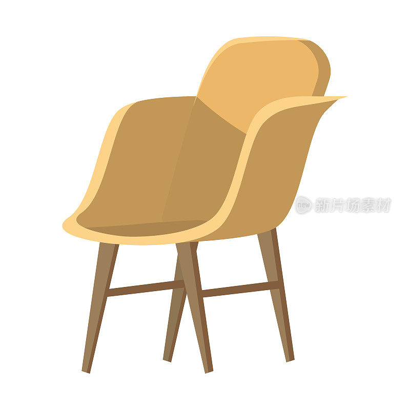 椅子可爱的家具扶手椅和坐垫设计在家具公寓内部的商业办公椅或安乐椅孤立在白色的背景，矢量，卡通风格