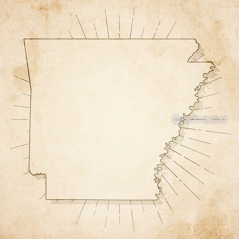 阿肯色州地图在复古风格-旧纹理纸