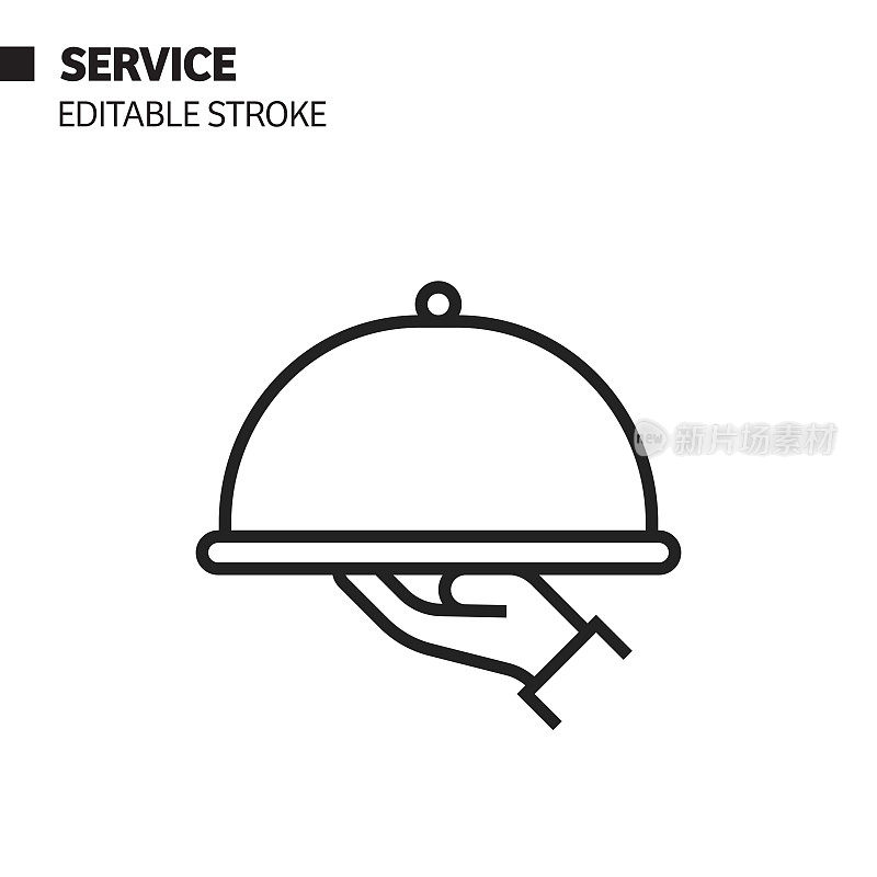服务线图标,轮廓矢量符号插图。