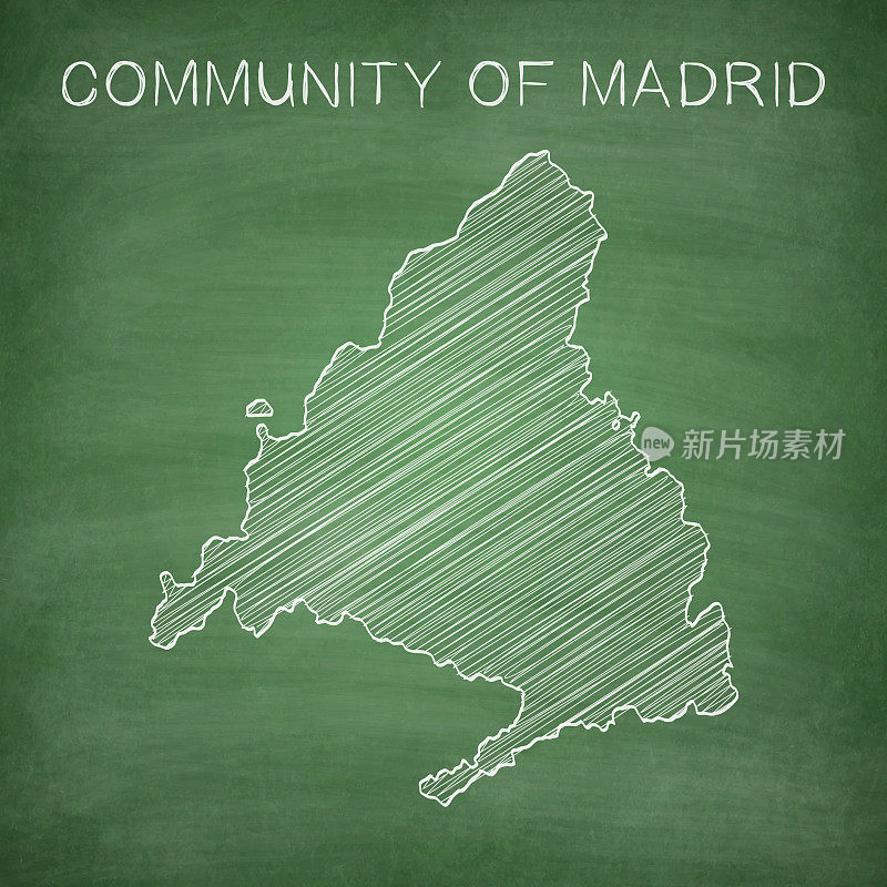马德里社区地图画在黑板上-黑板