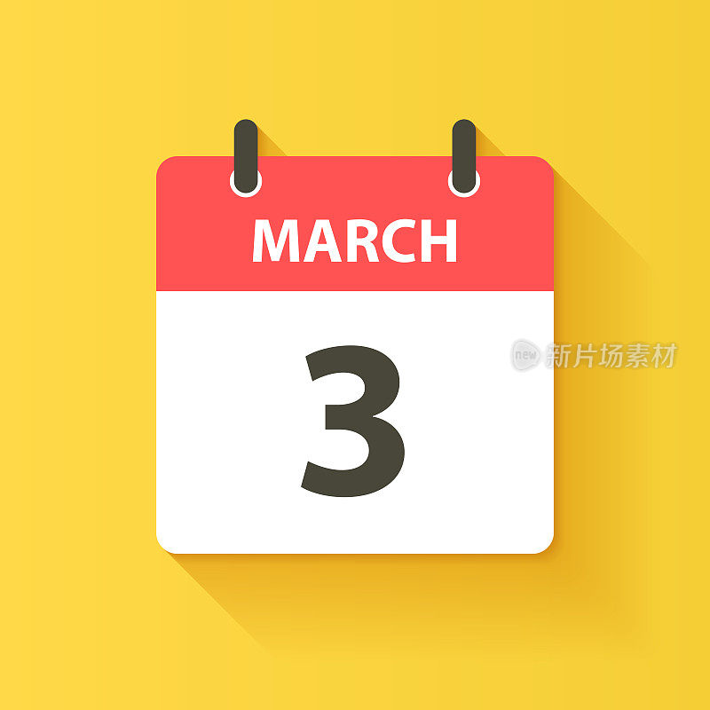 3月3日-日日历图标在平面设计风格