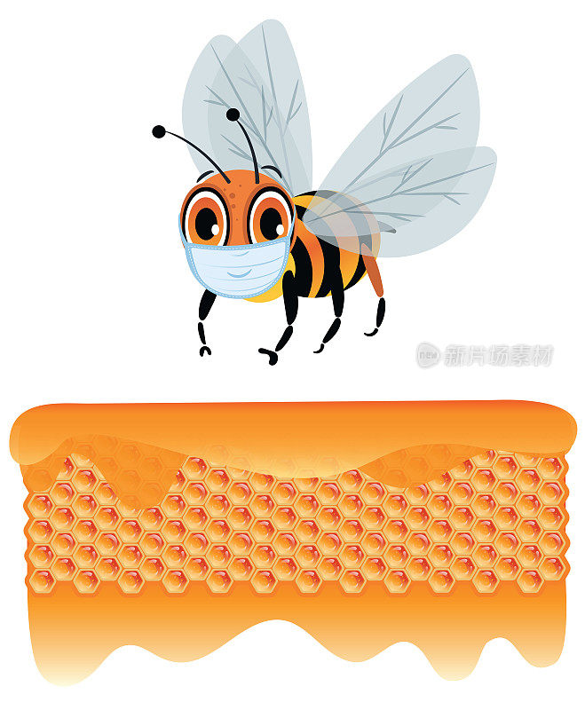 戴医用口罩的蜜蜂
