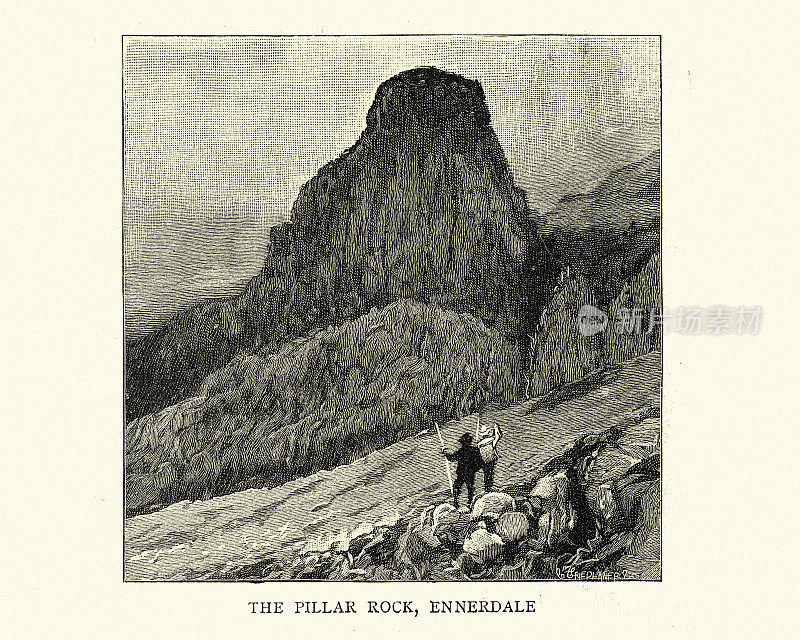 柱岩，恩纳代尔，英格兰湖区，19世纪