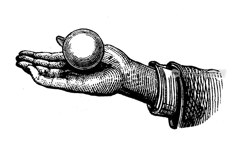 古董插图:手握球