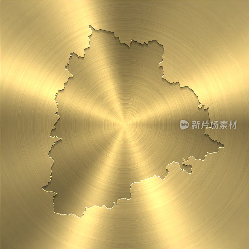 泰伦加纳邦地图上的金色背景-圆形拉丝金属纹理