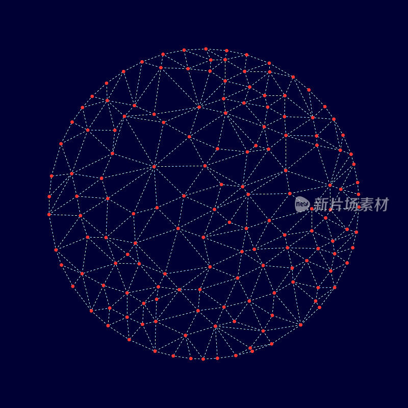 线框球体模型与点和点线。