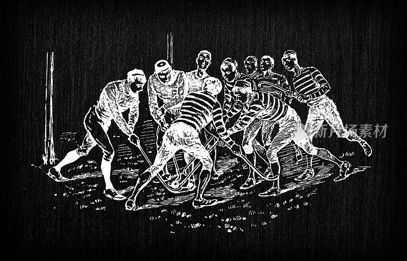 古色古香的法国版画插图:场地曲棍球