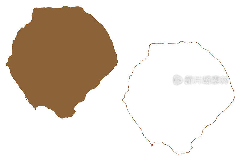 特里斯坦达库尼亚岛(大不列颠及北爱尔兰联合王国，圣赫勒拿岛、阿森松岛和特里斯坦达库尼亚岛的组成部分)地图矢量插图，特里斯坦涂鸦素描