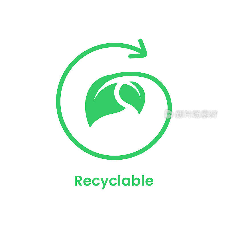 回收和生态友好图标平面设计。