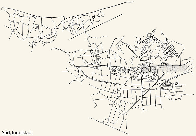 英戈尔施塔特的SUD地区街道路线图