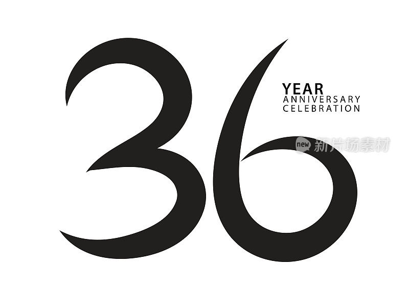 36周年庆典黑色彩色logo矢量，36号数字设计，36岁生日邀请函，logo数字设计矢量插图，图形元素，书法字体，排版logo