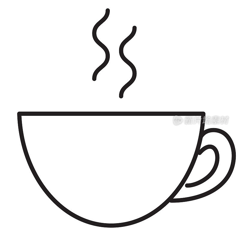 咖啡杯细线图标在白色背景-可编辑笔画