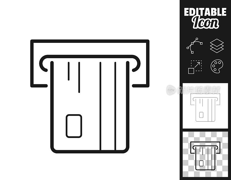自动取款机。图标设计。轻松地编辑