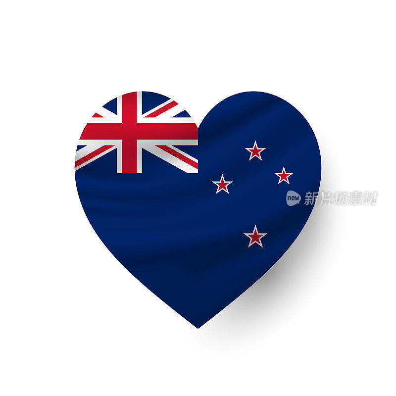 新西兰心旗。向量