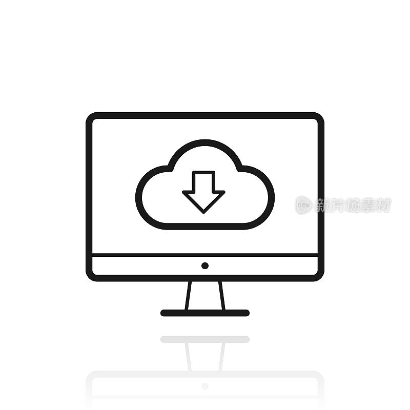 云下载到桌面电脑。白色背景上反射的图标