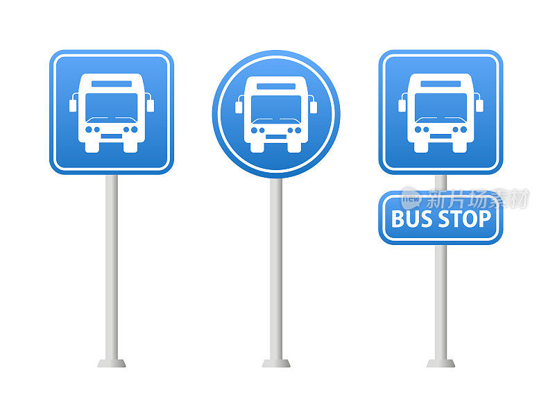 公交安装后矢量平面材质设计对象。公交站牌。平面设计。矢量图