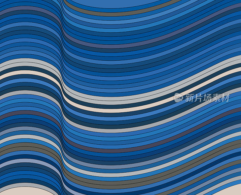 蓝色波浪条纹无缝图案背景