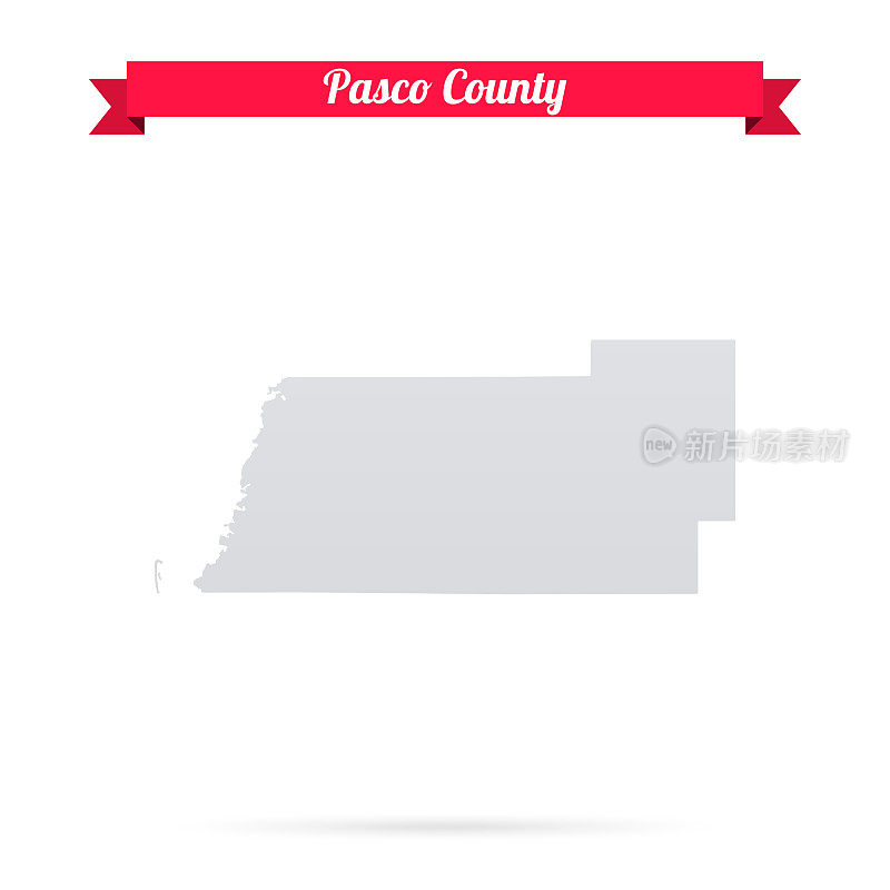 佛罗里达州帕斯科县。白底红旗地图