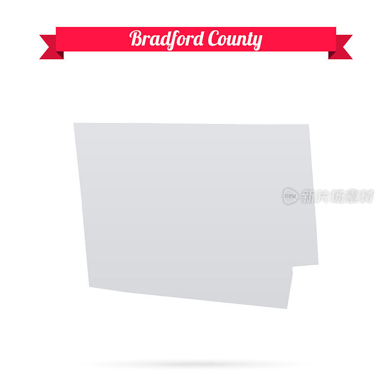 布拉德福德县，宾夕法尼亚州。白底红旗地图