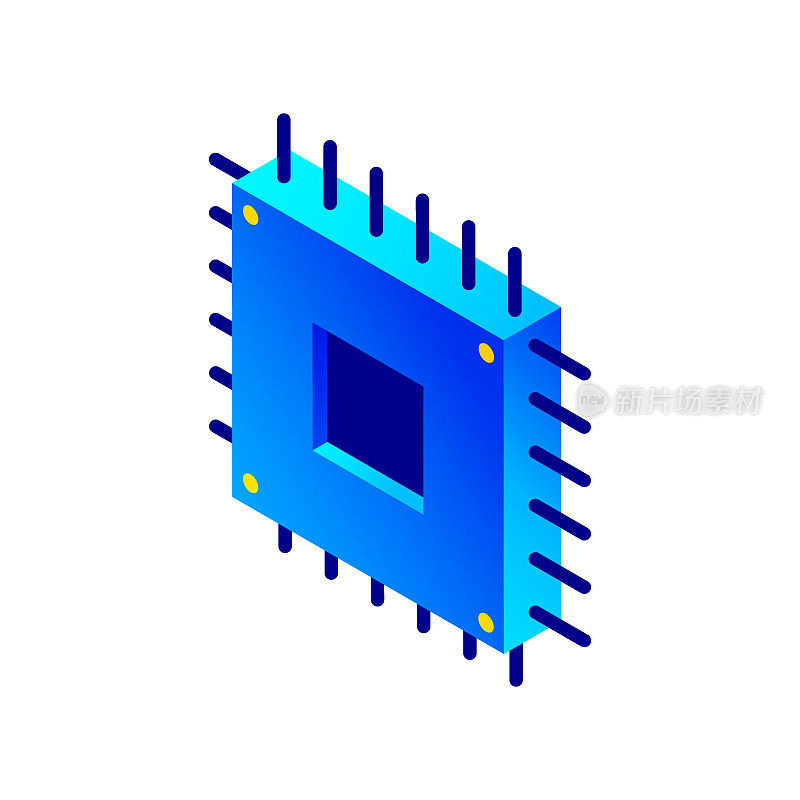 硬件等距图标和三维设计的矢量插图。人工智能，云计算，下载，硬件，网络，数据库。