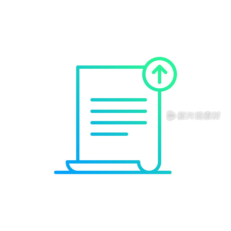 上传文档渐变线图标。Icon适用于网页设计、移动应用、UI、UX和GUI设计。