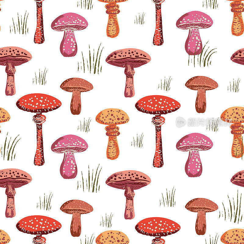 蘑菇无缝图案