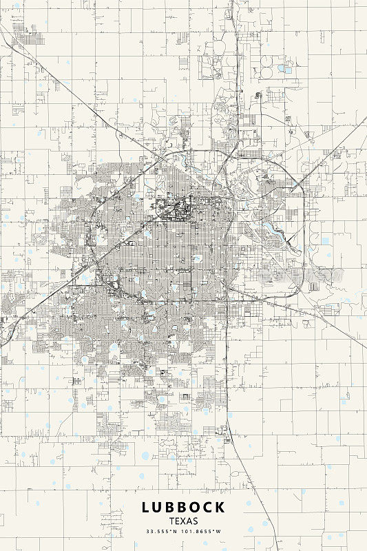 美国德克萨斯州拉伯克矢量地图
