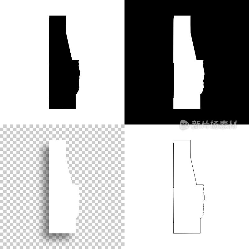 尤里卡县，内华达州。设计地图。空白，白色和黑色背景